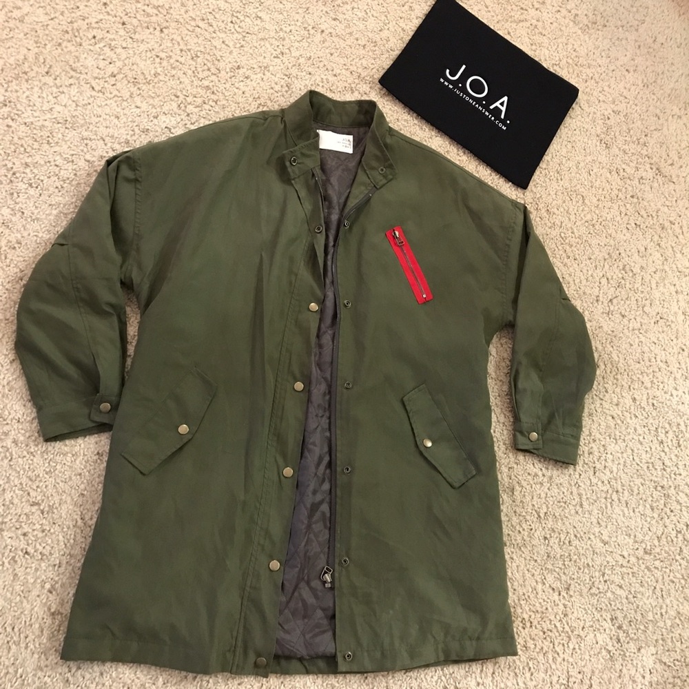 JOA Olive Suede Longline Jacket- NWT