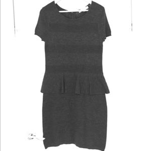 Loft Charcoal Peplum Sweater Dress