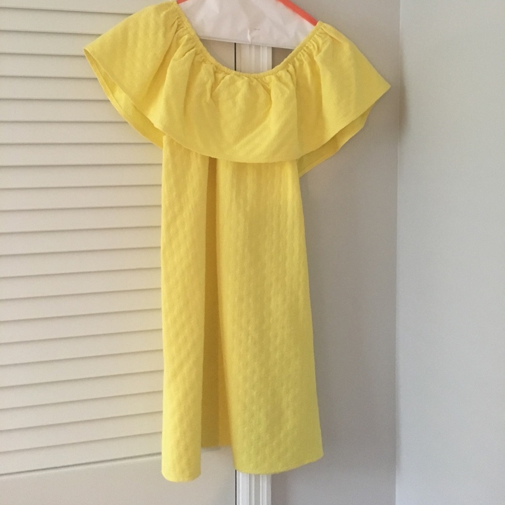 Yellow off the shoulder dress