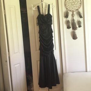 Black satin long gown