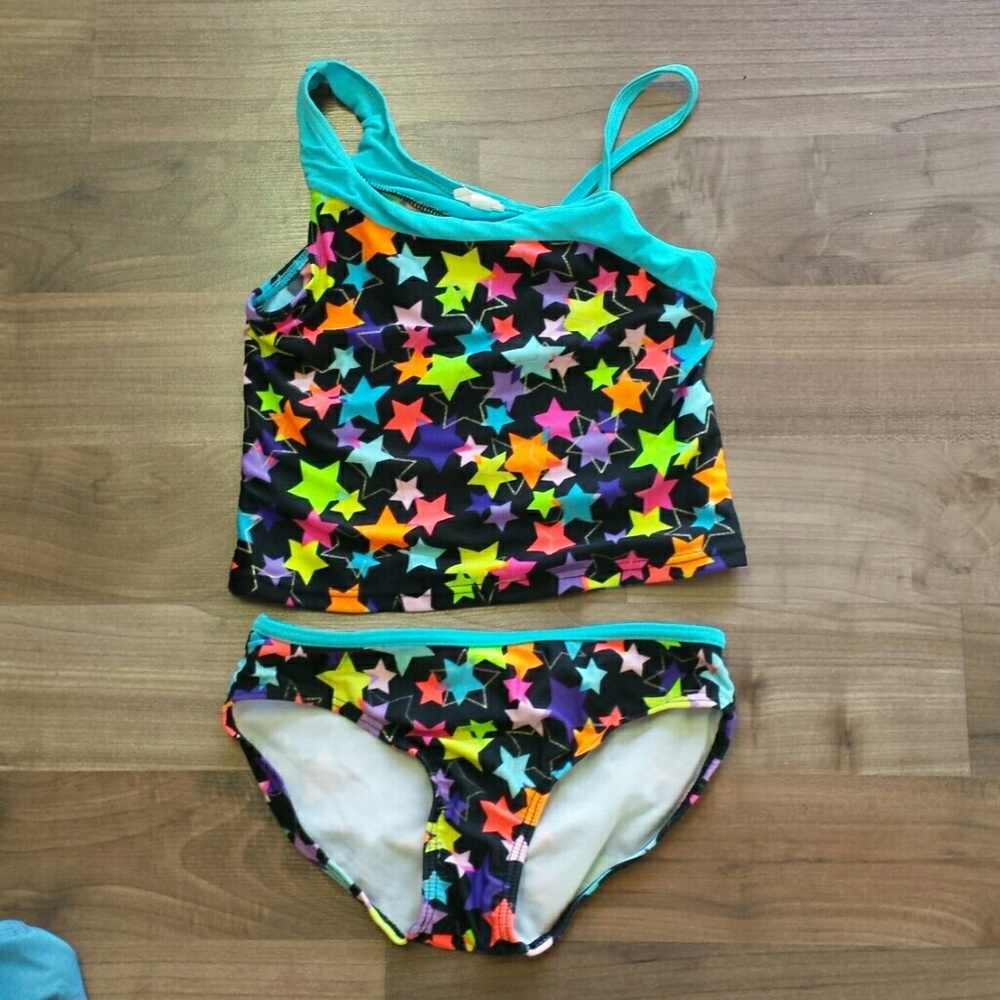 Two piece girls star bathing suit