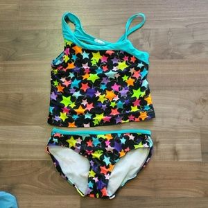Two piece girls star bathing suit