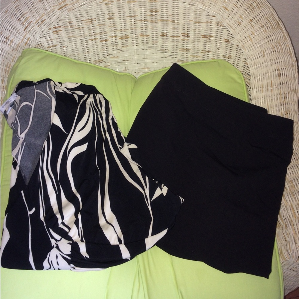 Black Skirt 20W Black/Cream Top 3X