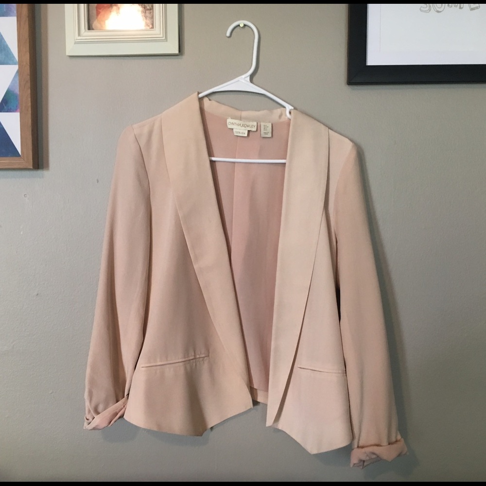 Cynthia Rowley Silk Blush Pink Light Blazer