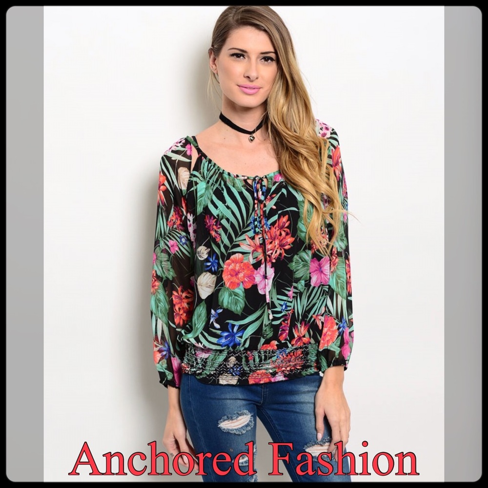 Tropical Peasant Top