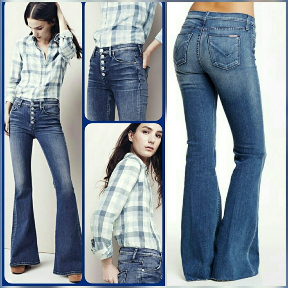 💣SOLD💥🌈 Hudson Jodi Hi Waist Flare Jeans raw hem - Picture 1 of 8