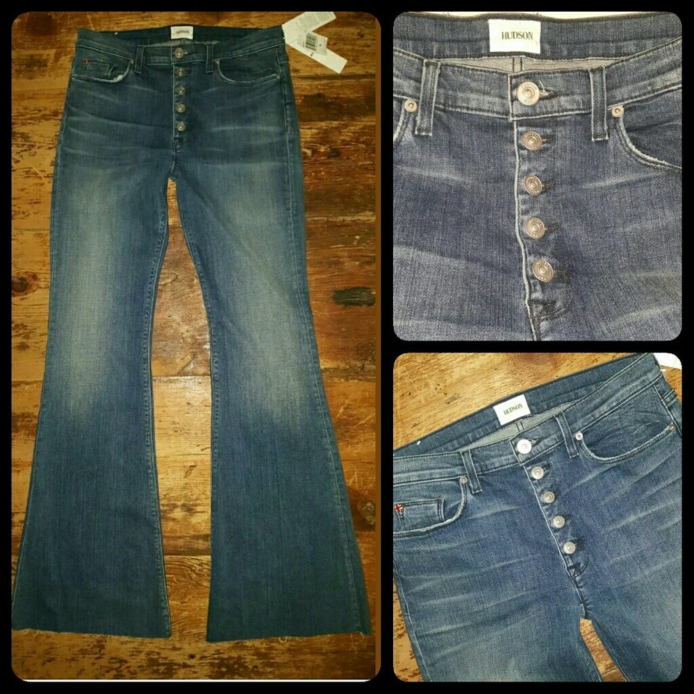 💣SOLD💥🌈 Hudson Jodi Hi Waist Flare Jeans raw hem - Picture 3 of 8