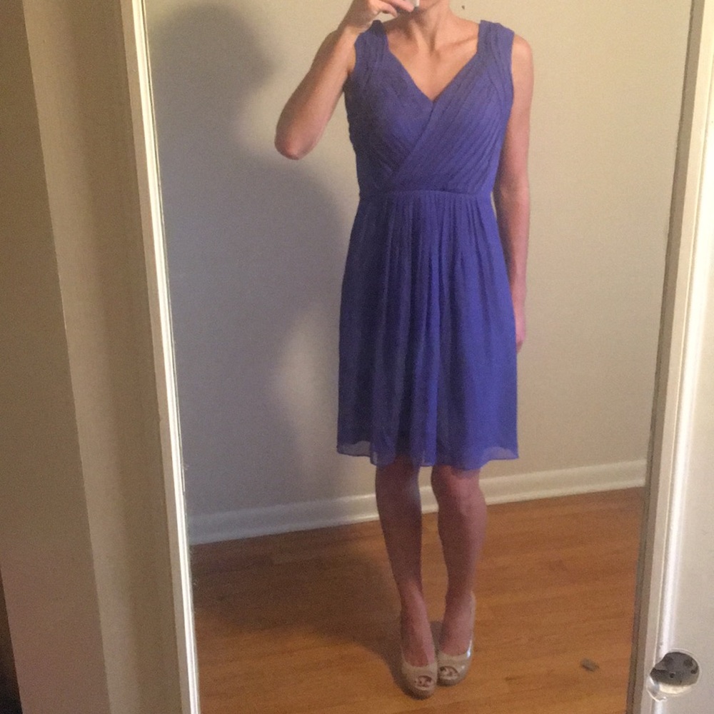 Periwinkle/blue dress great for a fall wedding