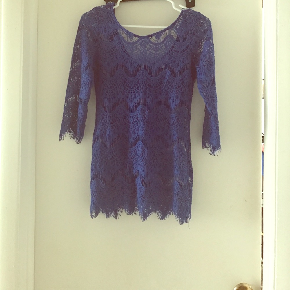 Royal blue lace blouse