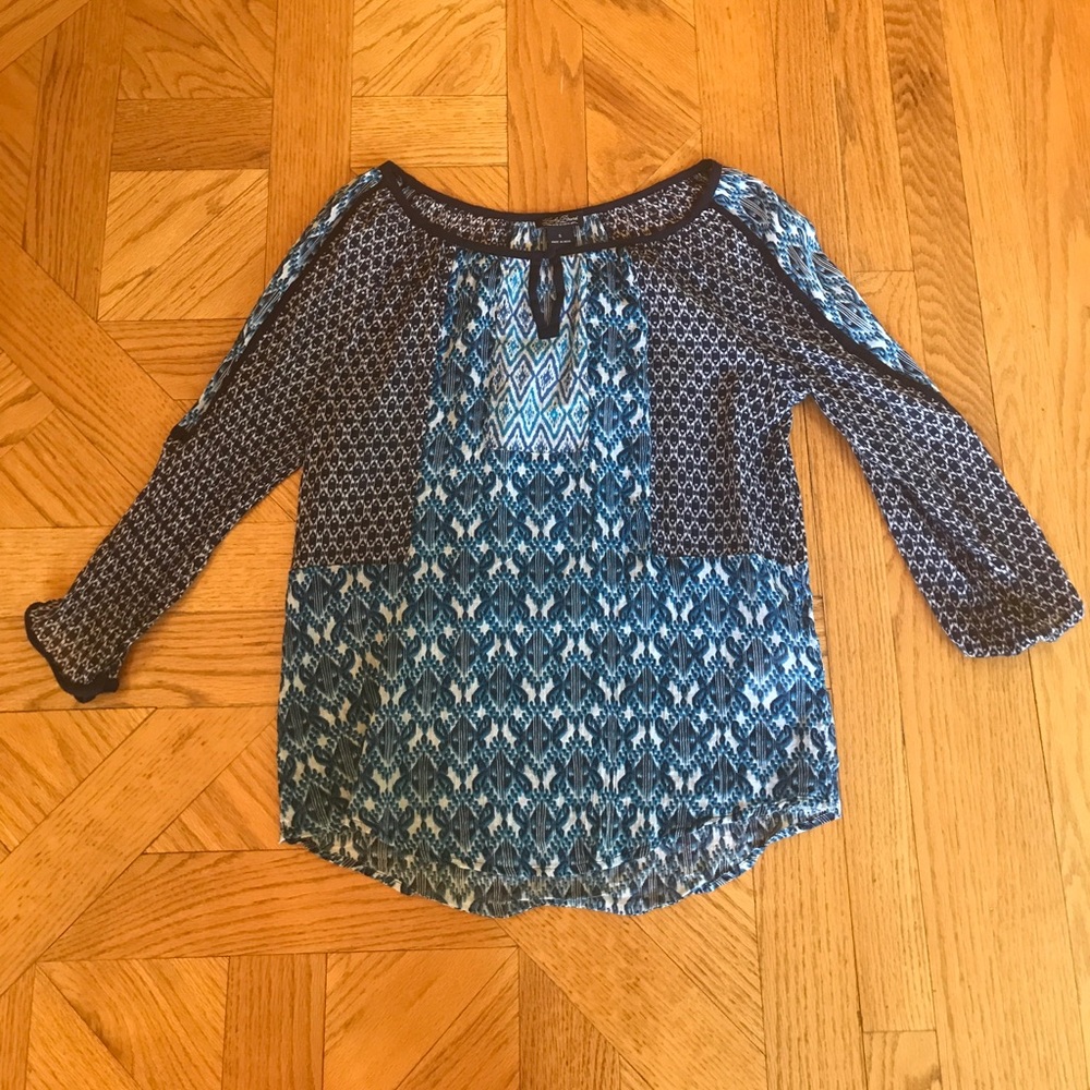 Lucky Brand boho blue and white blouse S: small