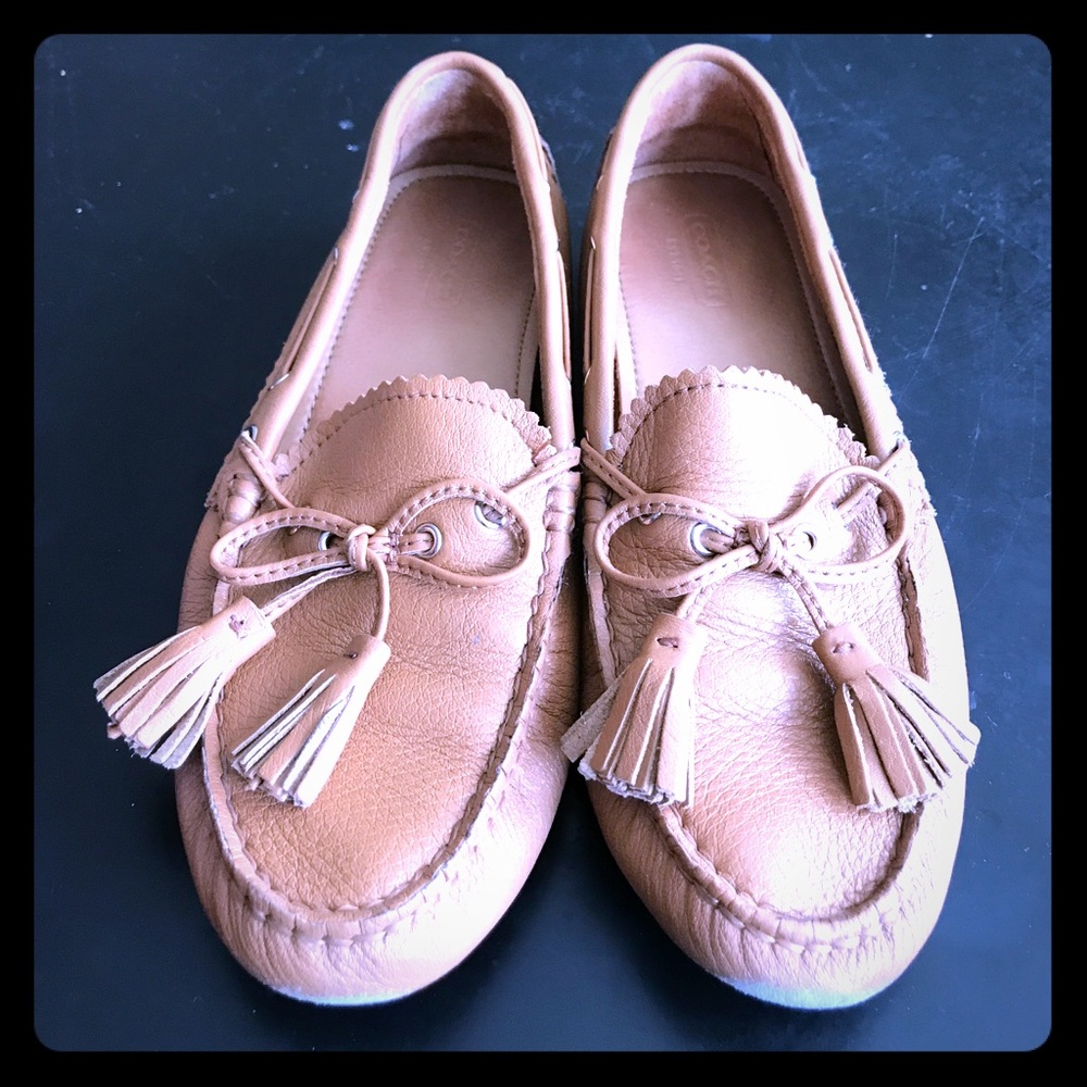 Coach Beige Leather Moccasins