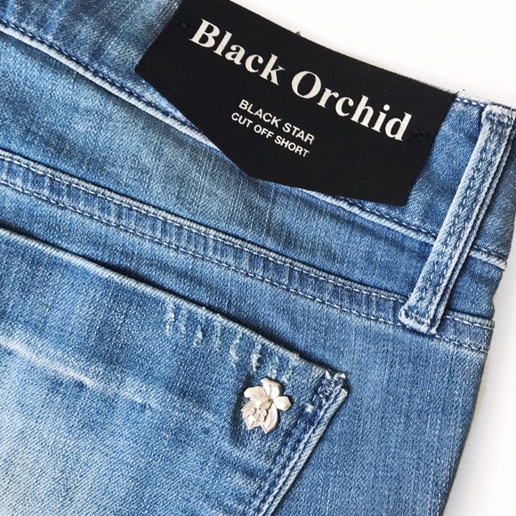 Black Orchid Cut Off Denim Shorts - Picture 6 of 7