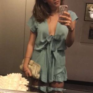 Lioness mint green tie front romper