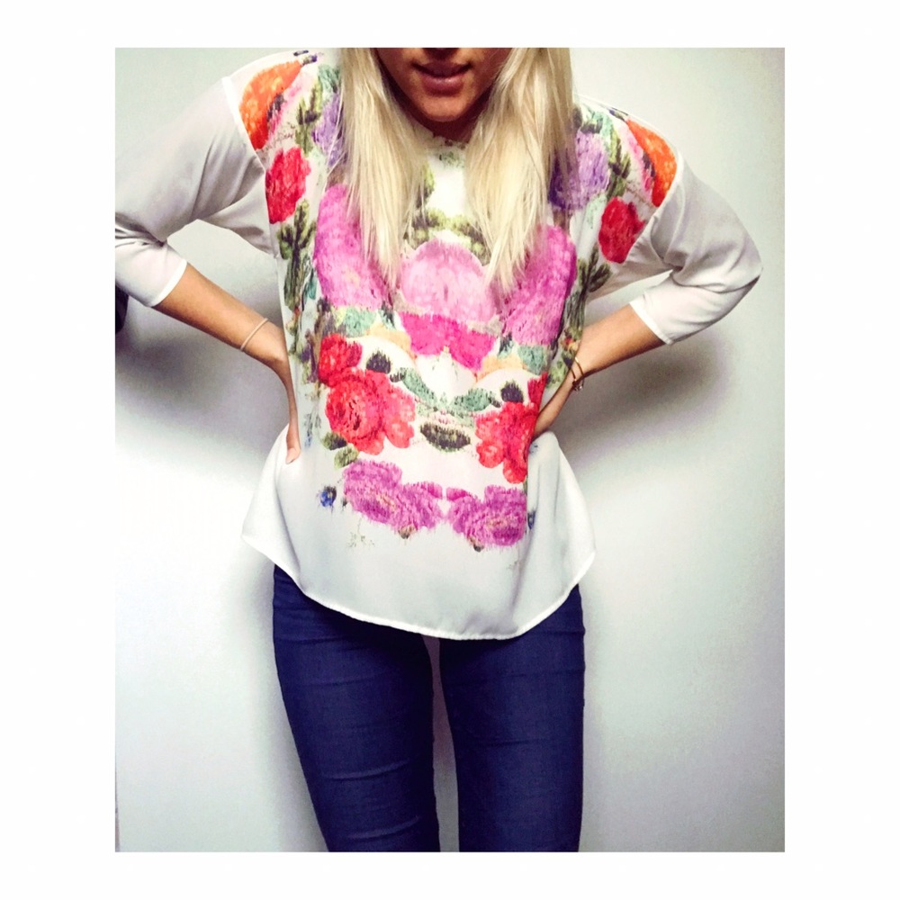 Bright floral flowy top