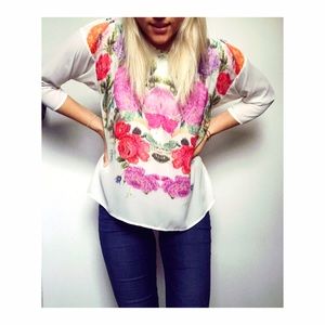Bright floral flowy top