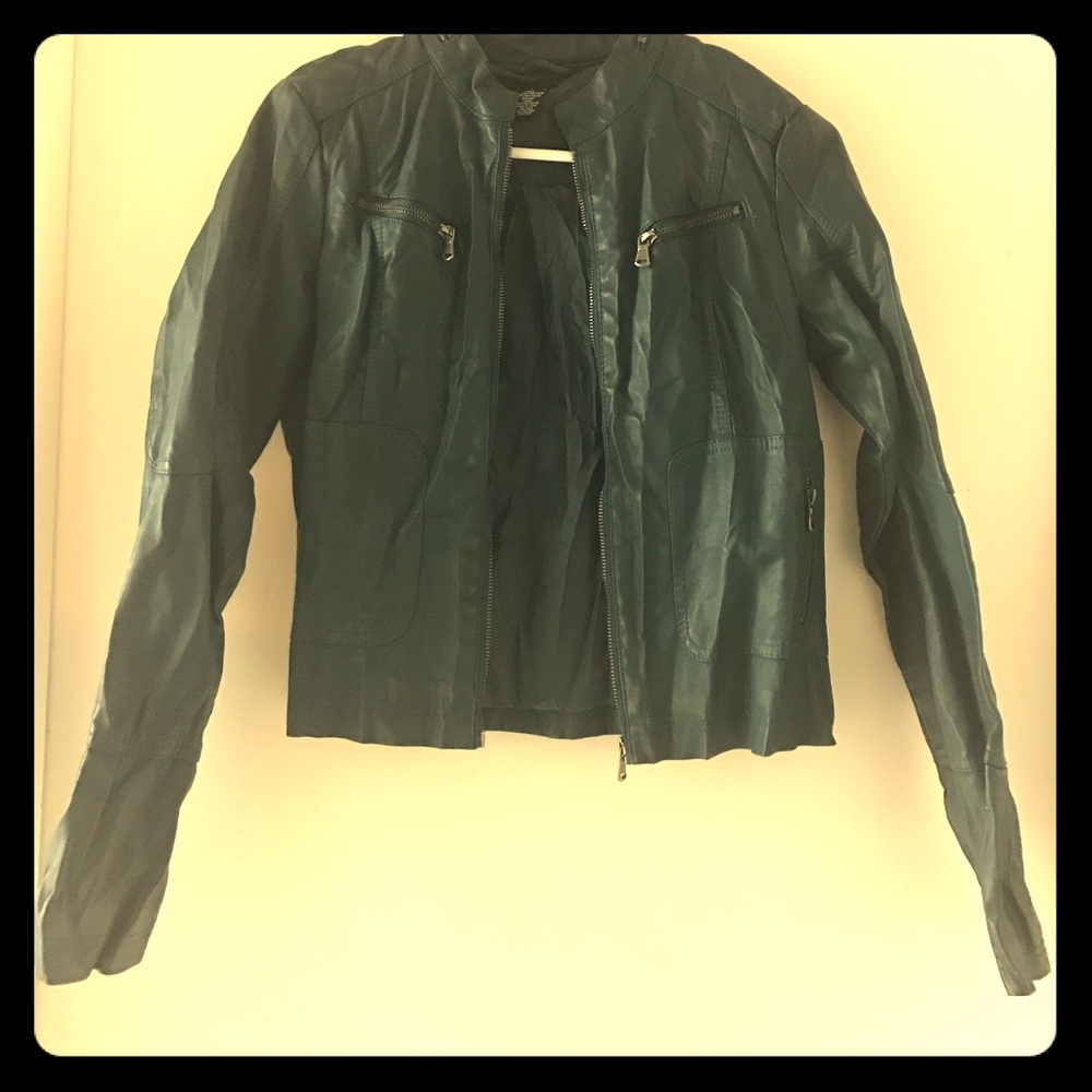 Teal leather jacket