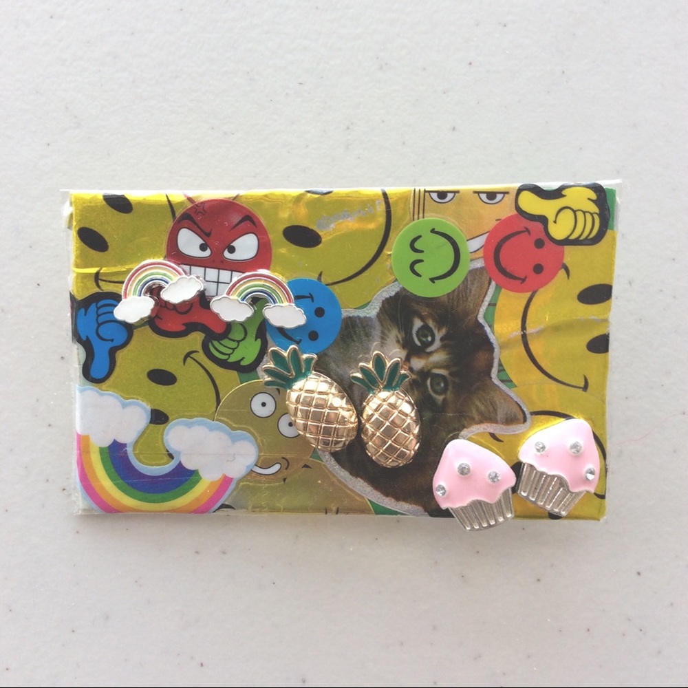 Rainbow, pineapple, cupcake earrings!