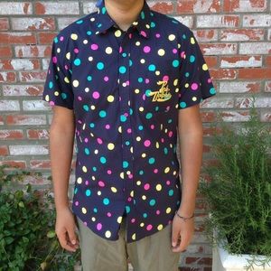 Pink Dolphin Allover Polka Dot Poke Button Up