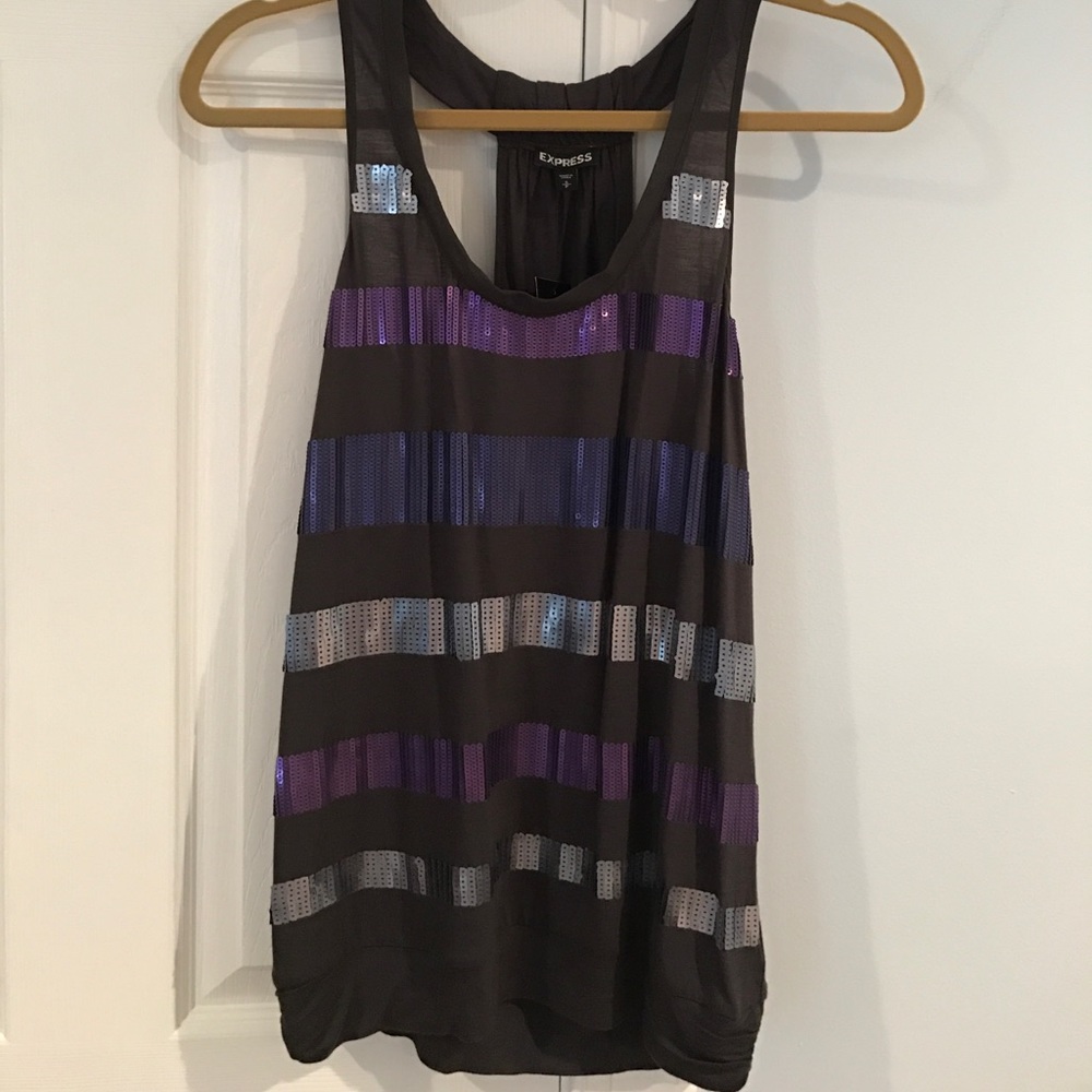 Gray/Purple glitter tank