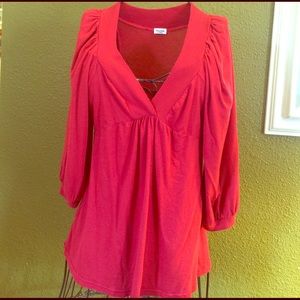 Splendid Red V Neck Blouse
