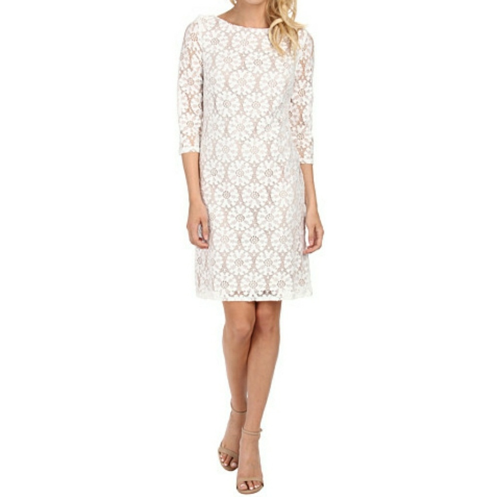 NWT Vince Camuto Ivory Lace 3/4 Sleeve Dress