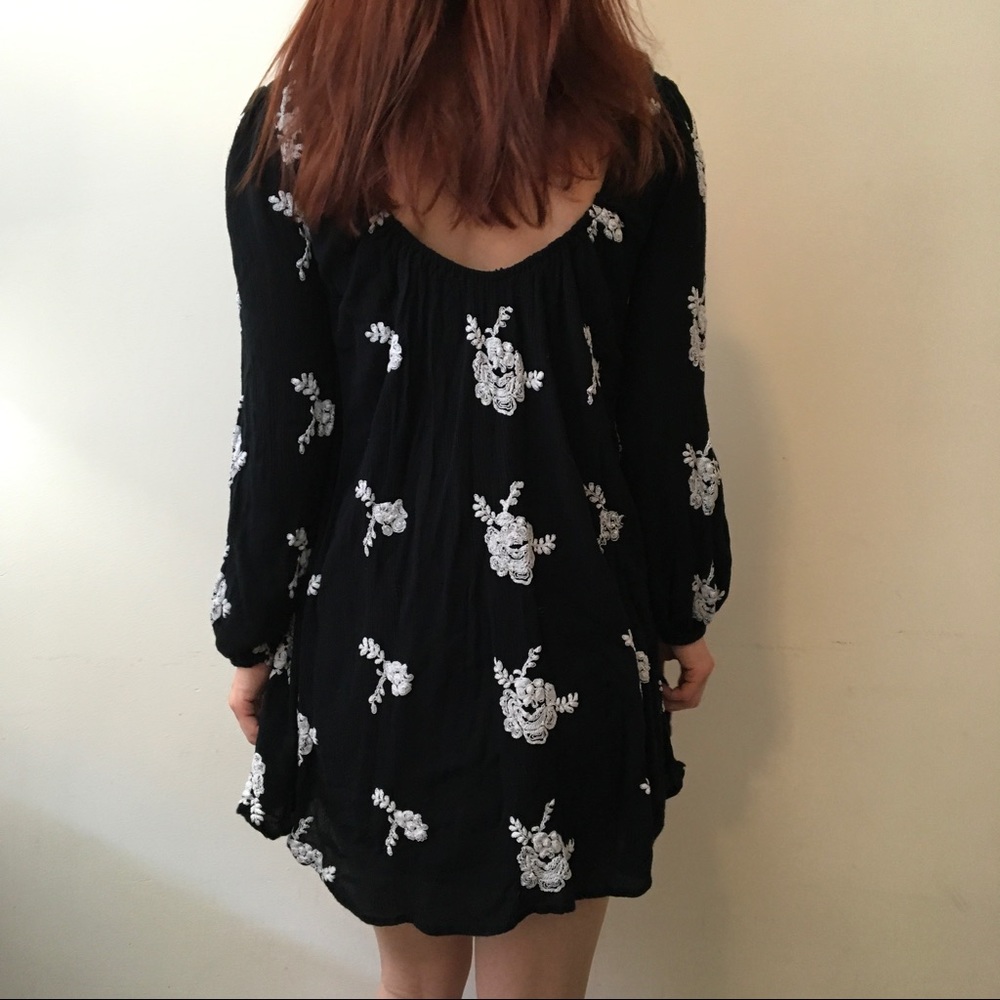 FREE PEOPLE Black Embroidered Gypsy Mini Dress - Picture 3 of 5