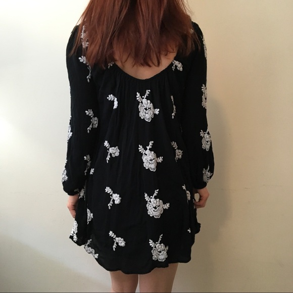 FREE PEOPLE Black Embroidered Gypsy Mini Dress - Picture 3 of 5