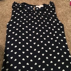 Heart print loft blouse size XS