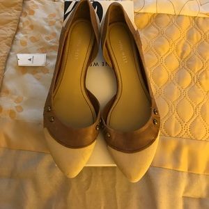 Leather and canvas flats