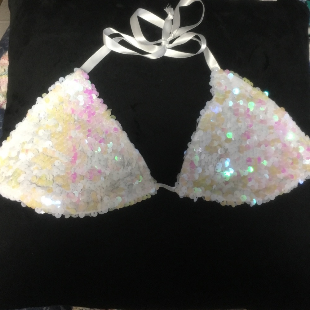 Mermaid goddess handmade sequin top.