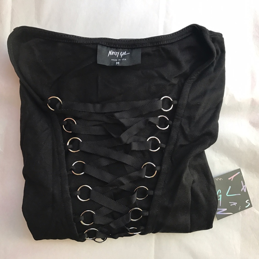 Nasty Gal Bad to the Bone lace up bodysuit ☠️ - Picture 5 of 8
