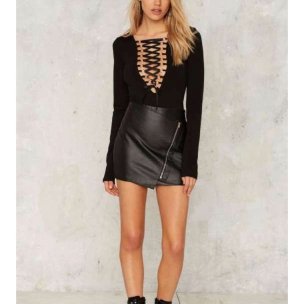 Nasty Gal Bad to the Bone lace up bodysuit ☠️ - Picture 7 of 8