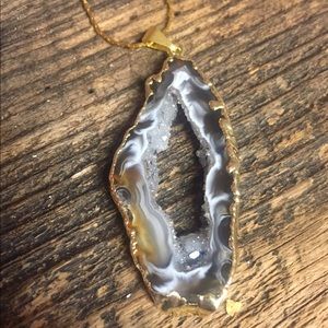 Agate Geode Stone Gold Plated Necklace