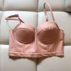 Pink Leather Alligator  Bralette