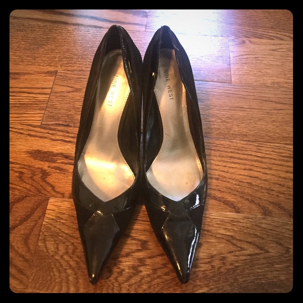 Black Suede & Patent Leather Nine West Sz 8 Pumps