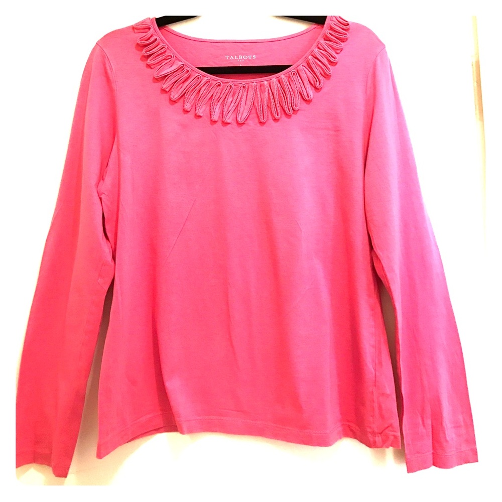 Long Sleeve Talbots Pink Tee with Scoop Neck