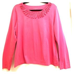 Long Sleeve Talbots Pink Tee with Scoop Neck