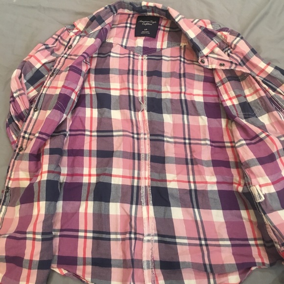 AEO Small Pink Plaid Shirt - Picture 3 of 3