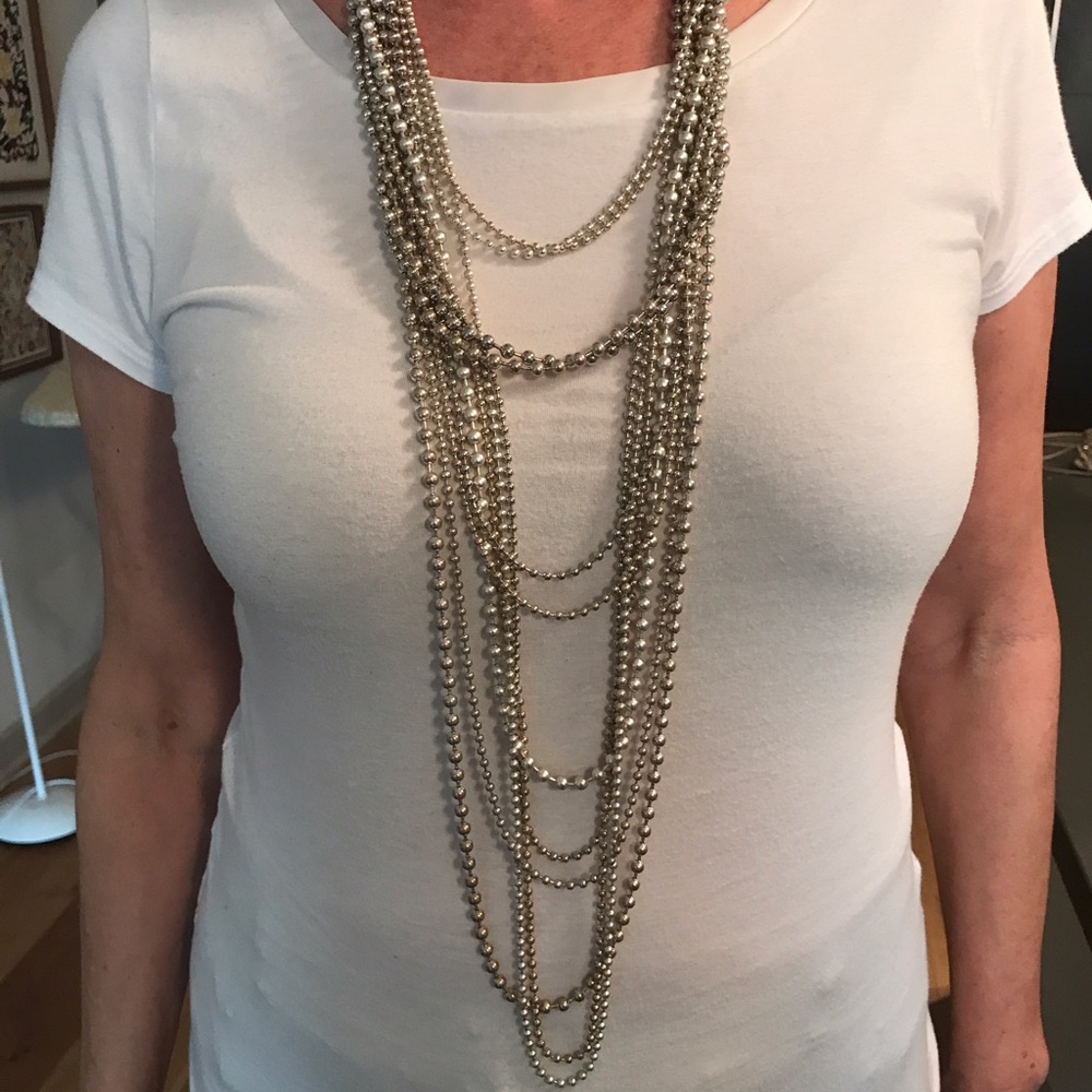 White House Black Market silver long necklace 🌺🌱