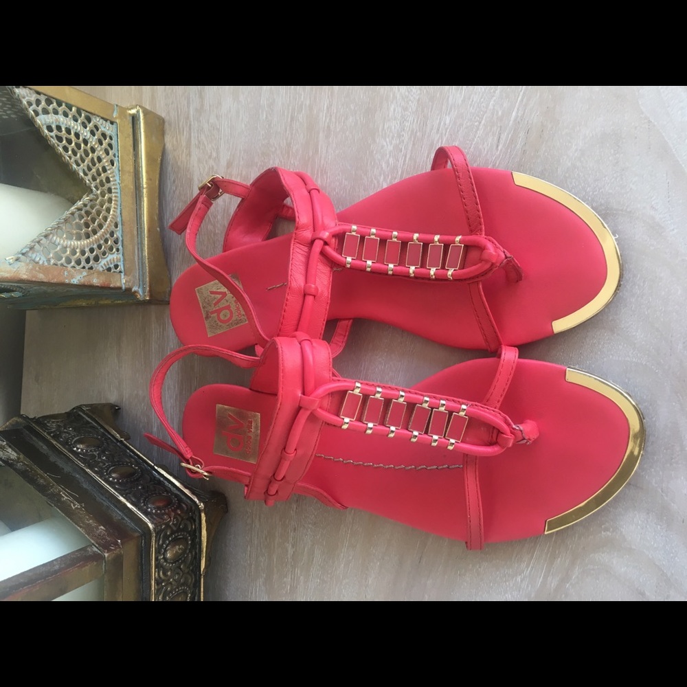 Gold and coral dolce vita sandals