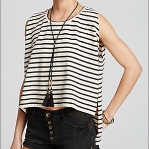Free People ivory and black madness muscle tank