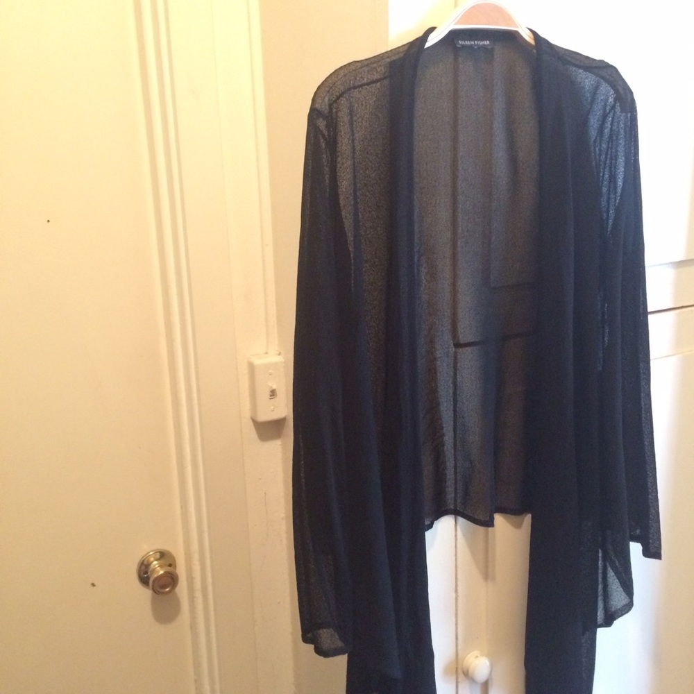 Sheer black wrap sweater Eileen fisher