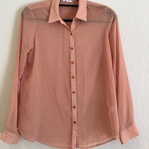 Pleione patterned sheer button down blouse Pleione patterned sheer button down blouse