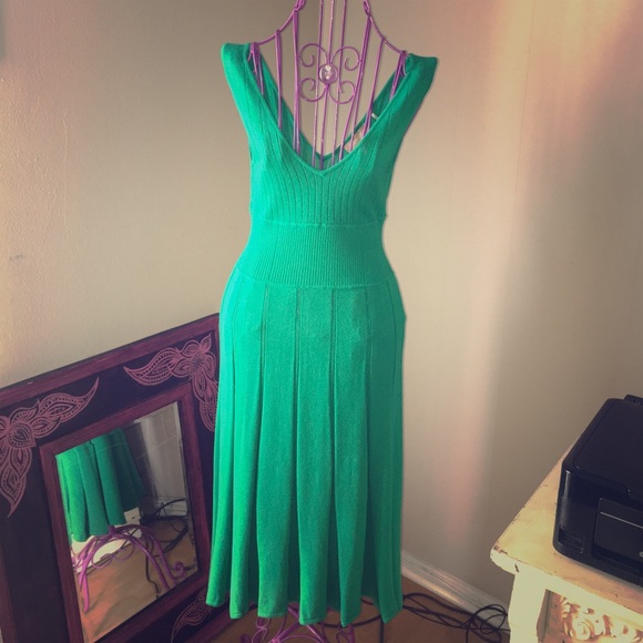 NEED GONE BY 9/15/22 - Brand New Deep V Neck Green Easter Knitted Dress - Picture 1 of 7