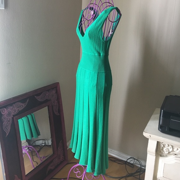 NEED GONE BY 9/15/22 - Brand New Deep V Neck Green Easter Knitted Dress - Picture 2 of 7