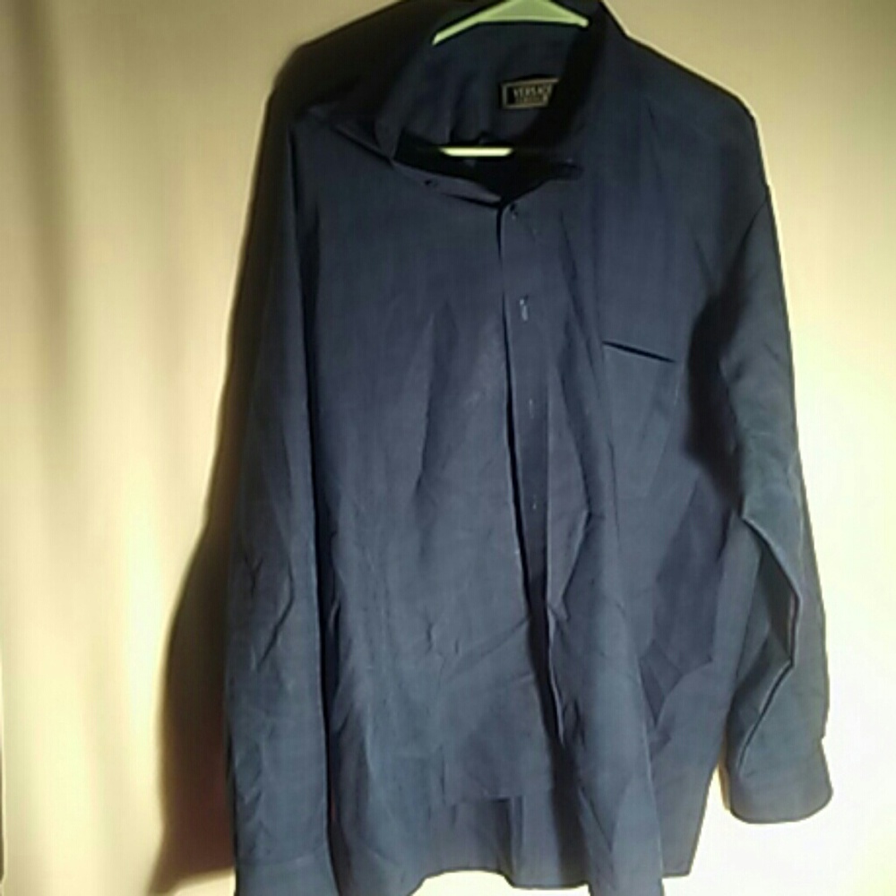 Versace dress shirt mens blue authentic no stains