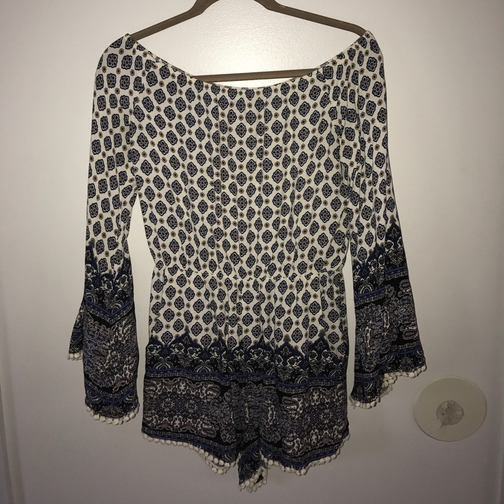 Off the shoulder patterned romper