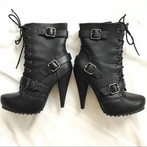 High heeled Combat Boots
