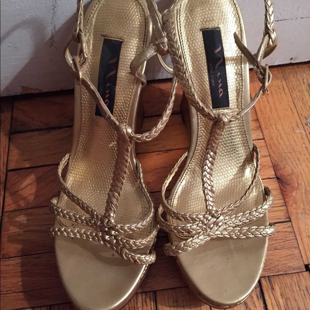 Nina Gold Braided Sandals