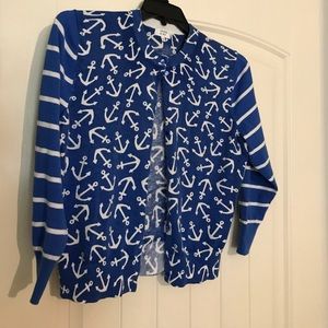 Blue cardigan with anchors crown & ivy